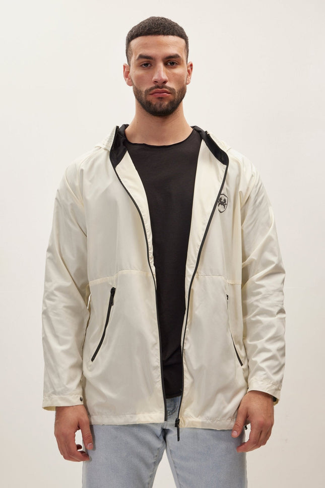 Men's Full-Zip Raincoat - Cream | Ron Tomson