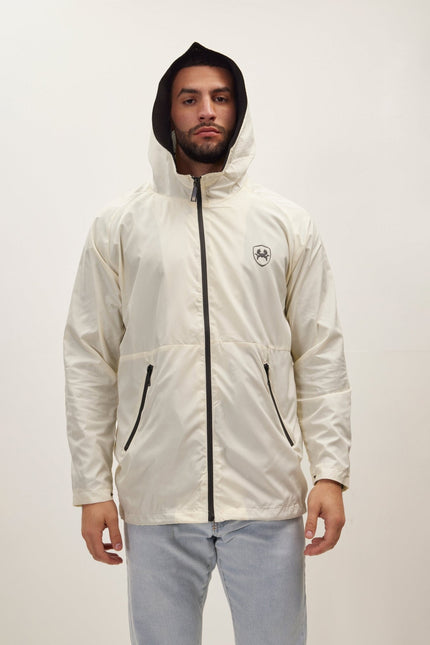 Men's Full-Zip Raincoat - Cream | Ron Tomson