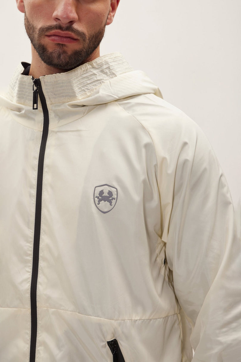 Men's Full-Zip Raincoat - Cream | Ron Tomson