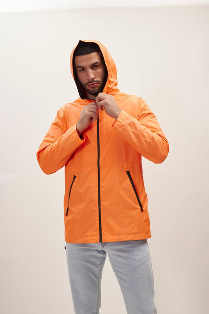 Men's Modern Raincoat - Orange | Ron Tomson
