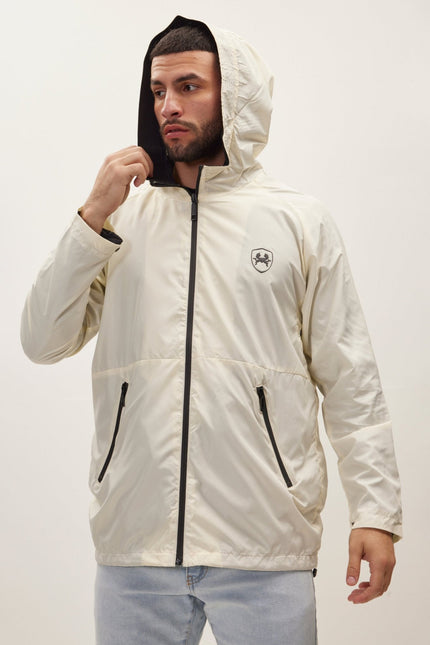 Men's Full-Zip Raincoat - Cream | Ron Tomson
