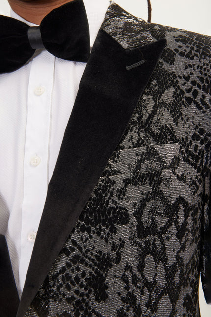 Men's Metallic Snake Tuxedo Jacket - Silver | Ron Tomson