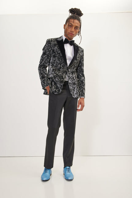 Men's Metallic Snake Tuxedo Jacket - Silver | Ron Tomson