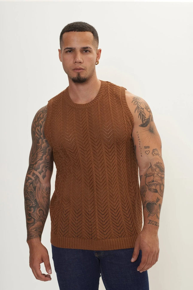 Muscle Fit Tank Top - Light Brown