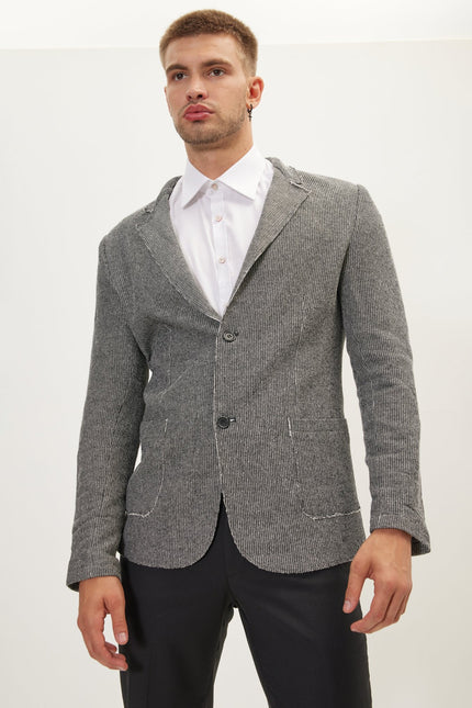 Men's Cardigan Jacket - Black White | Ron Tomson