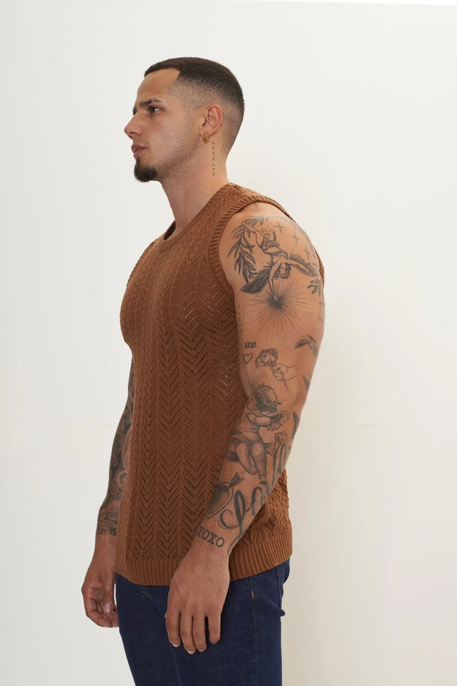 Muscle Fit Tank Top - Light Brown