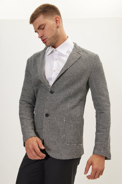 Men's Cardigan Jacket - Black White | Ron Tomson