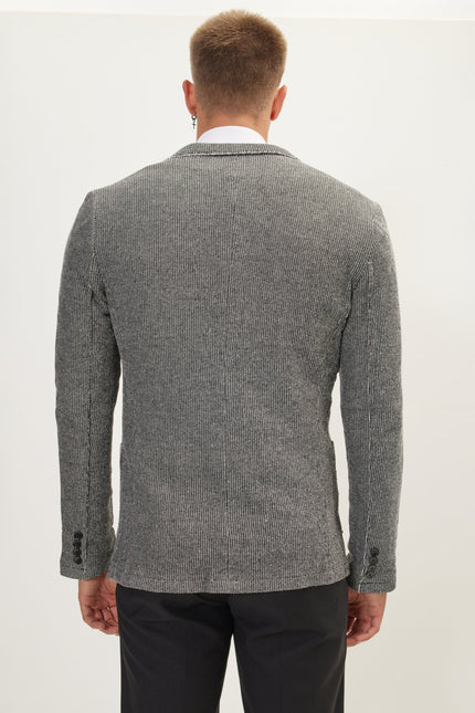 Men's Cardigan Jacket - Black White | Ron Tomson