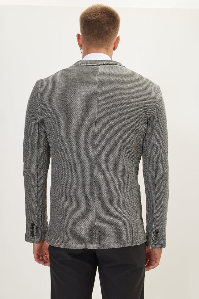 Men's Cardigan Jacket - Black White | Ron Tomson