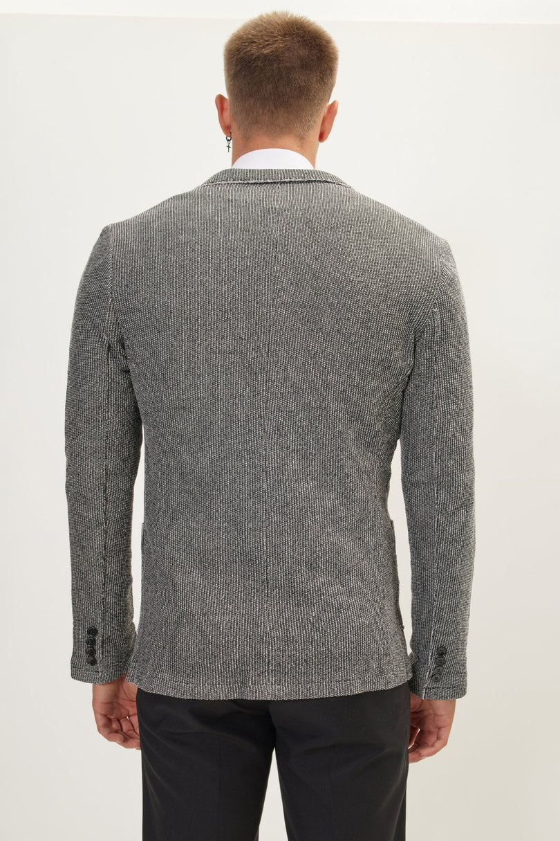 Men's Cardigan Jacket - Black White | Ron Tomson