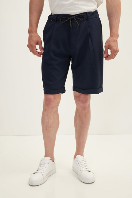 Men's Relaxed Drawstring Casual Shorts - Navy | Ron Tomson