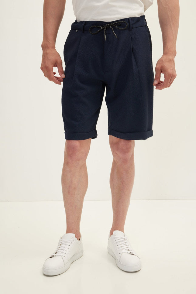Men's Relaxed Drawstring Casual Shorts - Navy | Ron Tomson