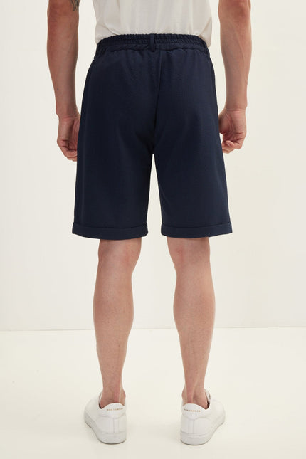 Men's Relaxed Drawstring Casual Shorts - Navy | Ron Tomson