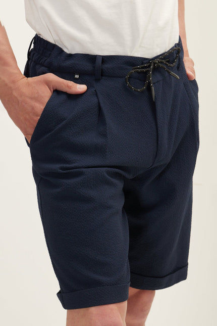 Men's Relaxed Drawstring Casual Shorts - Navy | Ron Tomson