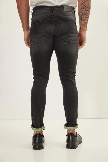 Men's Neon Riveted Denim Jeans - Dark Grey | Ron Tomson