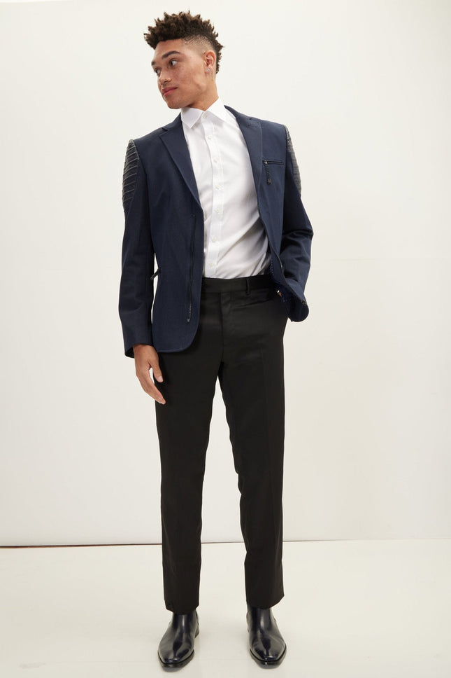 Men's Moto Cross Shoulder Blazer - Navy | Ron Tomson