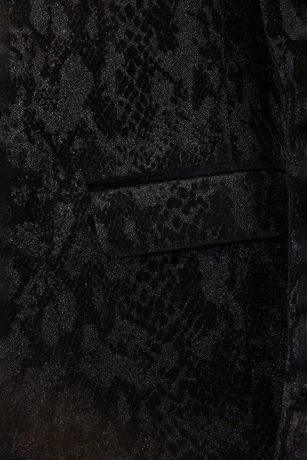 Men's Metallic Snake Tuxedo Jacket - Black | Ron Tomson