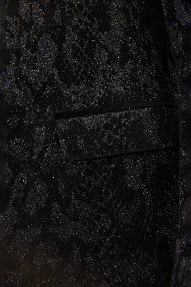 Men's Metallic Snake Tuxedo Jacket - Black | Ron Tomson