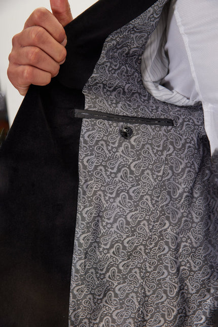 Men's Metallic Snake Tuxedo Jacket - Black | Ron Tomson