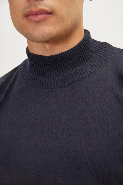 Men's Mock-Neck Sweater - Navy | Ron Tomson