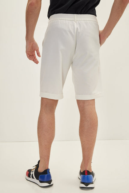 Men's Cotton Drawstring Shorts - Off-White | Ron Tomson