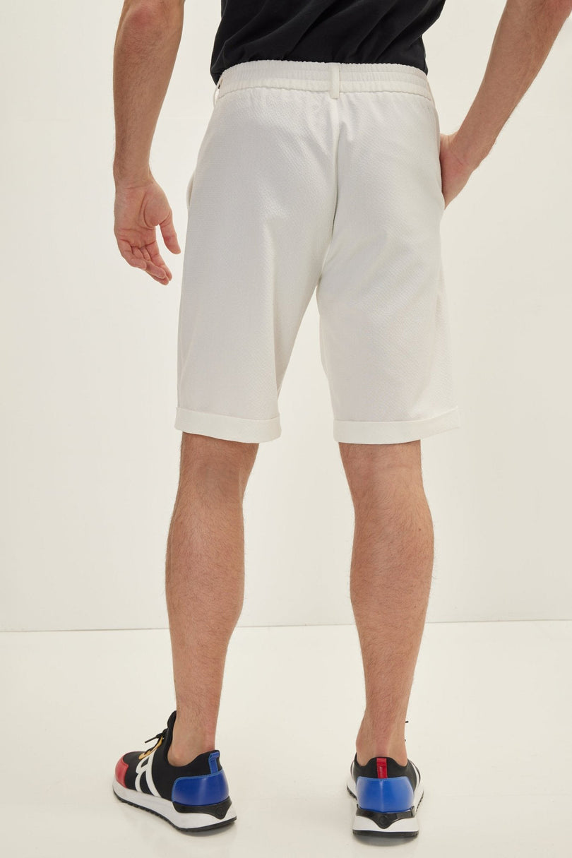 Men's Cotton Drawstring Shorts - Off-White | Ron Tomson