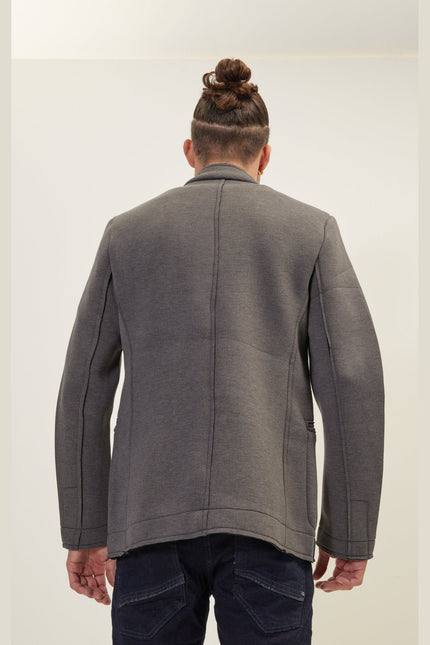 Men's Mandarin Collar Bomber Jacket - Anthracite | Ron Tomson