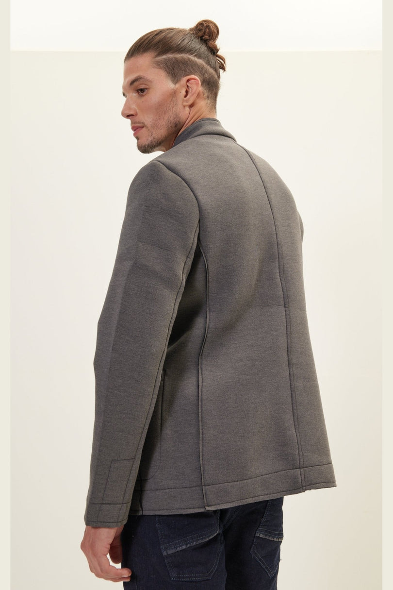 Men's Mandarin Collar Bomber Jacket - Anthracite | Ron Tomson
