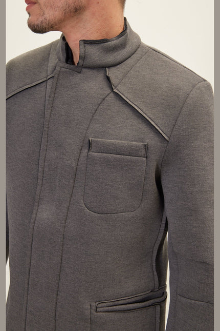 Men's Mandarin Collar Bomber Jacket - Anthracite | Ron Tomson