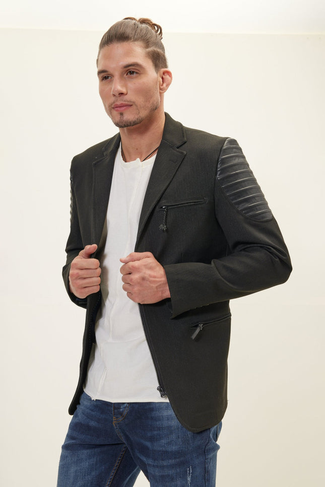 Moto Cross Shoulder Blazer - Black