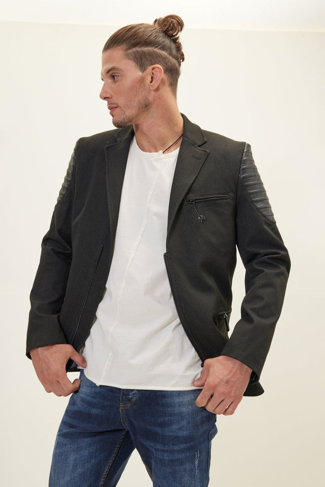 Moto Cross Shoulder Blazer - Black