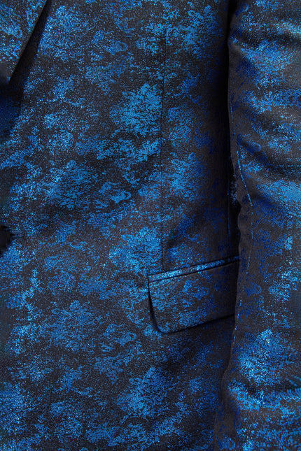 Men's Metallic Foil Shimmer Tuxedo Jacket - Cobalt Blue | Ron Tomson
