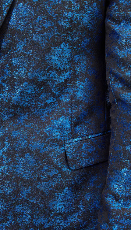 Foil Shawl Lapel Tuxedo Jacket - Cobalt Blue