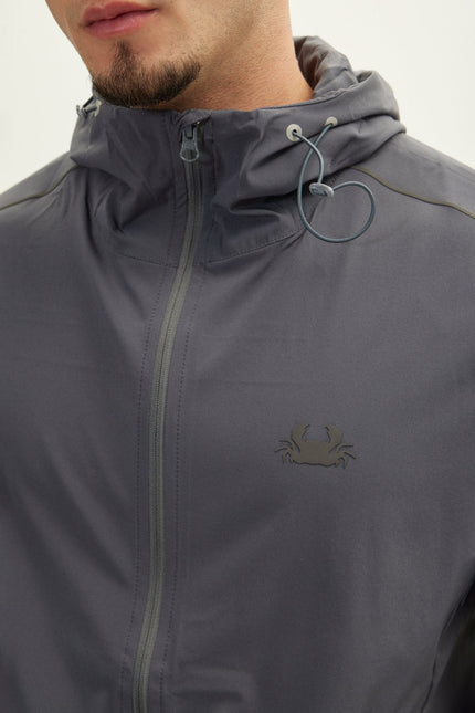 Men's Hooded Full-Zip Rain Jacket - Anthracite | Ron Tomson