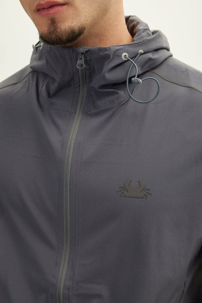 Men's Hooded Full-Zip Rain Jacket - Anthracite | Ron Tomson