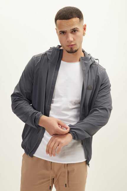 Men's Hooded Full-Zip Rain Jacket - Anthracite | Ron Tomson