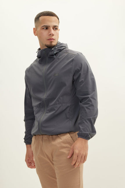 Men's Hooded Full-Zip Rain Jacket - Anthracite | Ron Tomson