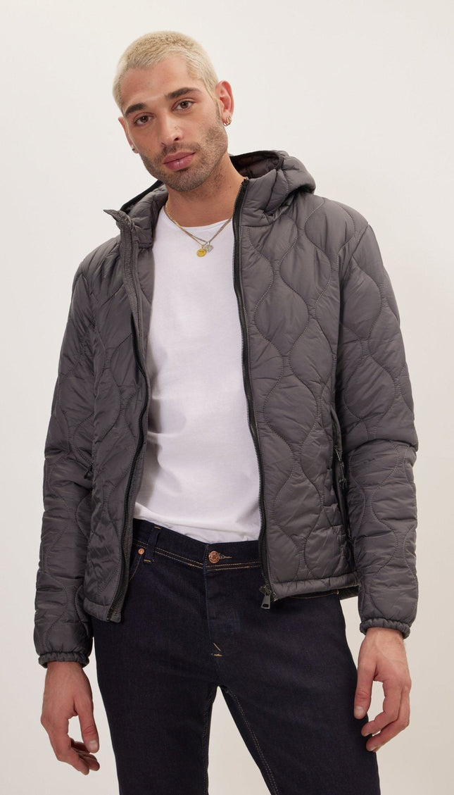 Hooded Puffer Jacket - Anthracite