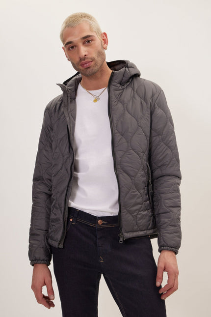 Men's Hooded Puffer Jacket - Anthracite | Ron Tomson