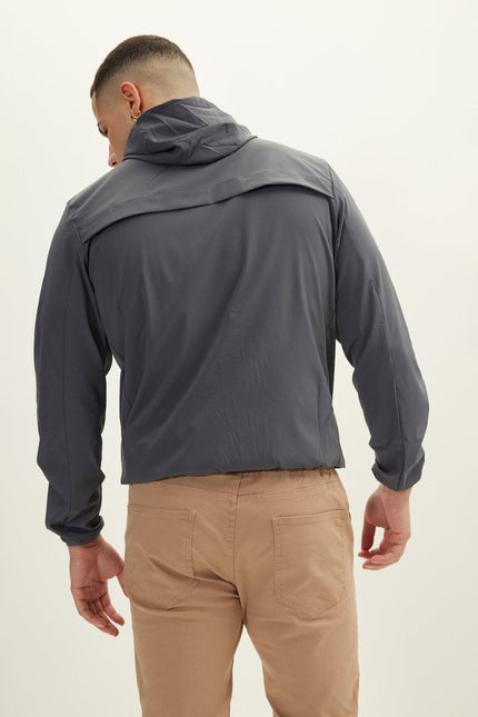 Men's Hooded Full-Zip Rain Jacket - Anthracite | Ron Tomson