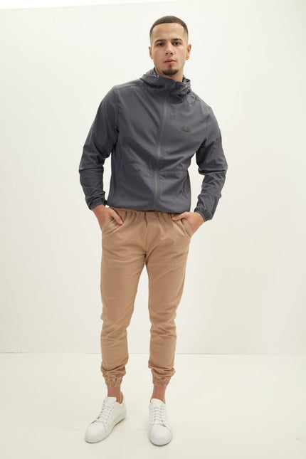 Men's Hooded Full-Zip Rain Jacket - Anthracite | Ron Tomson