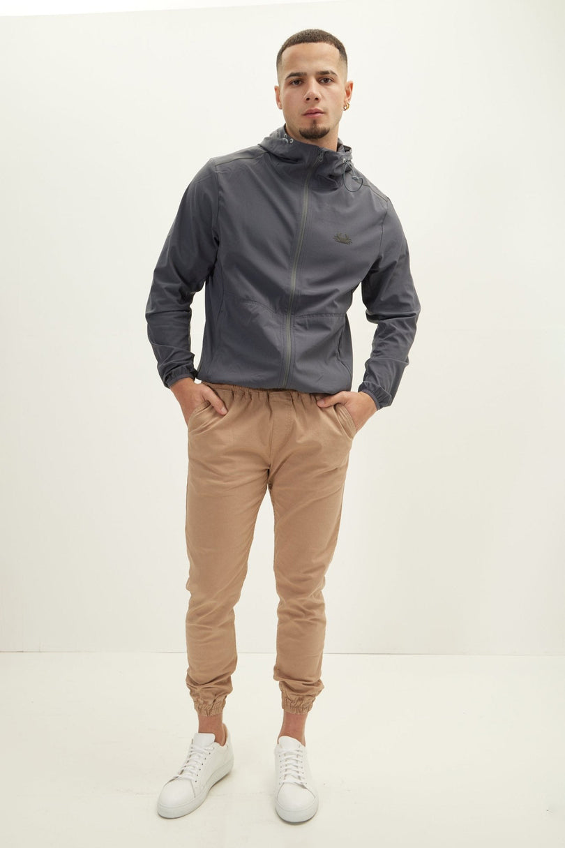 Men's Hooded Full-Zip Rain Jacket - Anthracite | Ron Tomson