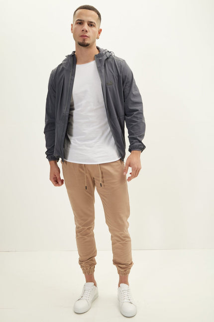Men's Hooded Full-Zip Rain Jacket - Anthracite | Ron Tomson