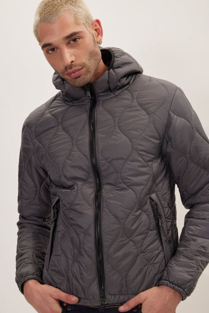 Men's Hooded Puffer Jacket - Anthracite | Ron Tomson