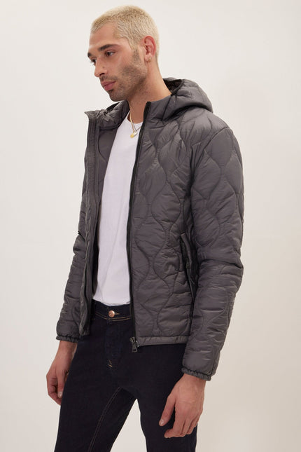 Men's Hooded Puffer Jacket - Anthracite | Ron Tomson