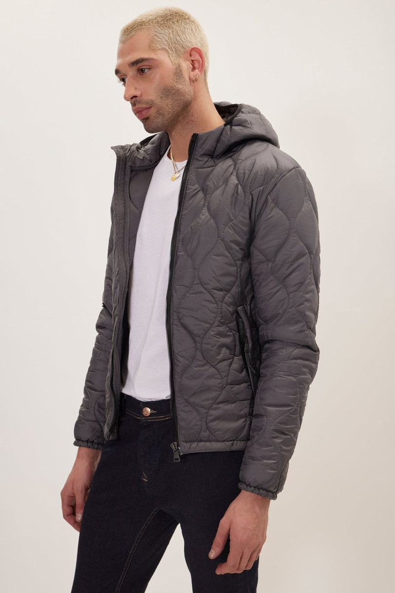 Men's Hooded Puffer Jacket - Anthracite | Ron Tomson