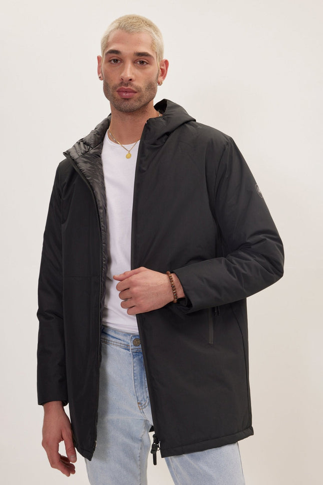 Men's Full-Zip Puffer Jacket - Black | Ron Tomson