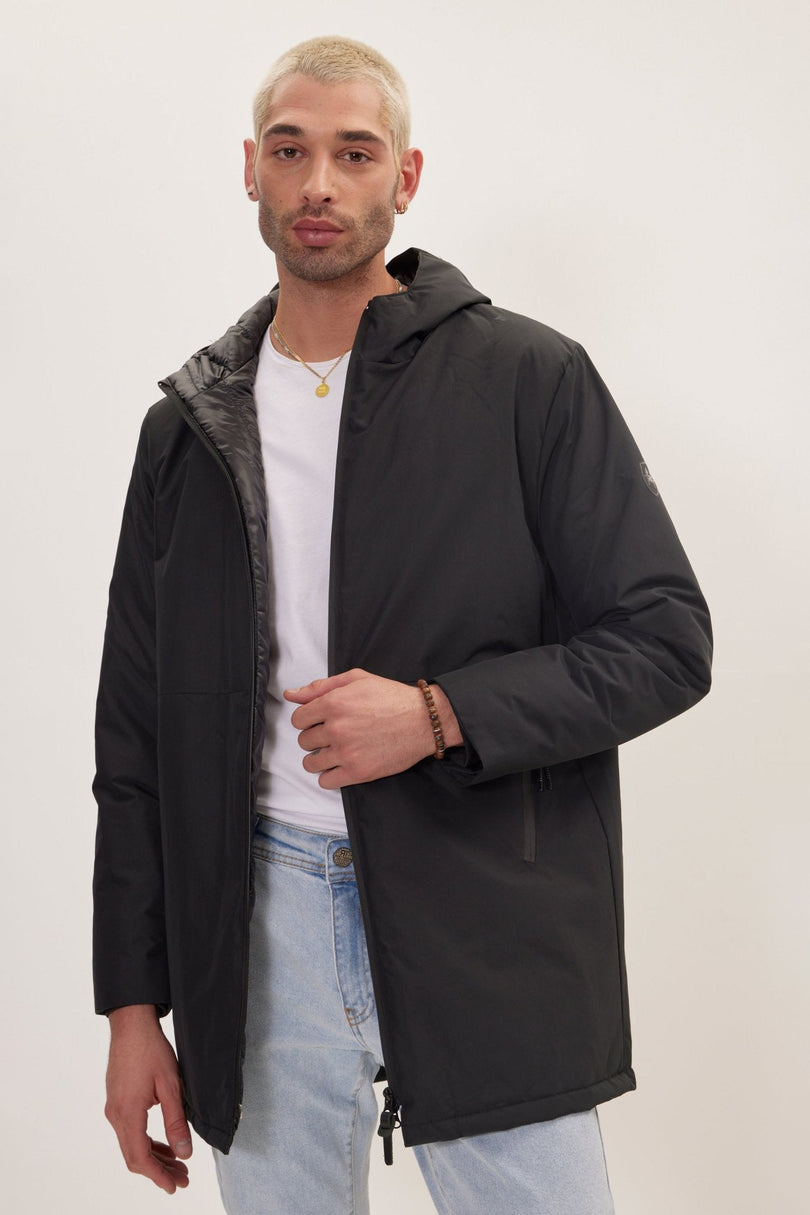 Men's Full-Zip Puffer Jacket - Black | Ron Tomson