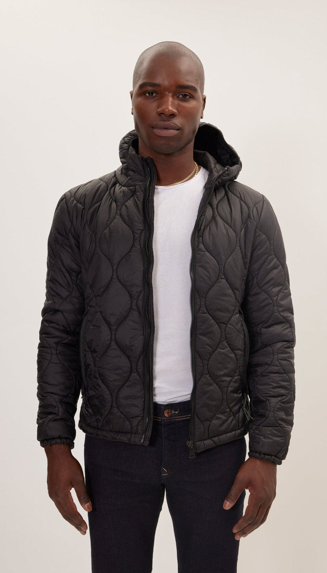 Hooded Puffer Jacket - Black
