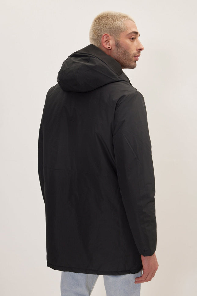 Men's Full-Zip Puffer Jacket - Black | Ron Tomson